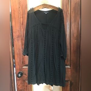 AEO black long sleeved tunic dress